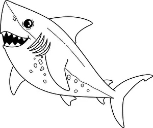 Shark Prints: Salmon Shark Isolated Coloring Page for Kids