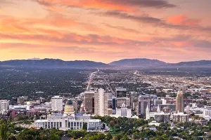 Salt Lake City, Utah, USA downtown city skyline at dusk