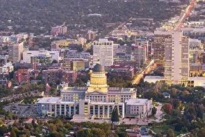 Salt Lake City, Utah, USA downtown city skyline at dusk