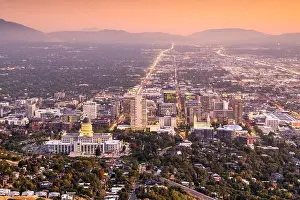 Salt Lake City, Utah, USA downtown city skyline at dusk