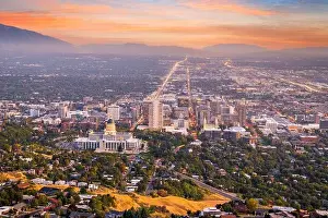 Salt Lake City, Utah, USA downtown city skyline at dusk