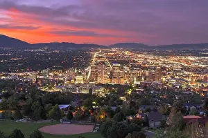 Salt Lake City, Utah, USA downtown city skyline at dusk