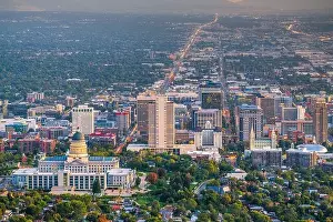 Salt Lake City, Utah, USA downtown city skyline at dusk
