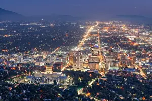 Salt Lake City, Utah, USA downtown city skyline at dusk