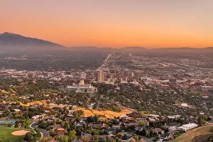 Salt Lake City, Utah, USA downtown city skyline at dusk