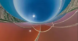 The saltpan Saline stretches Margherita di Savoia Apulia City Sea Coastline sed water in Italy Drone 360 vr