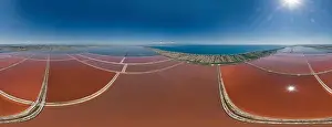 Alberobello Prints: The saltpan Saline stretches Margherita di Savoia Apulia City Sea Coastline sed water in Italy Drone 360 vr