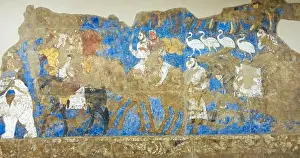 Samarkand, Uzbekistan - Afrasiab painting at Afrasiab Museum. a famous historic site in Samarkand, Uzbekistan