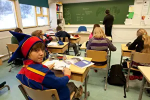 Sami Prints: Sami child at school in Northern Finland