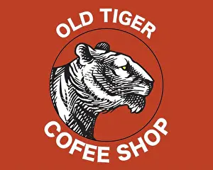 Vector Graphic Prints: Sample emblem or logo idea with a tiger for your company coffee shop or sport team