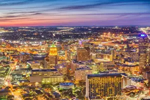 San Antonio, Texas, USA downtown city skyline at dusk