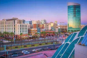 Gaslamp Prints: San Diego, California, USA cityscape in the Gaslamp Quarter at twilight
