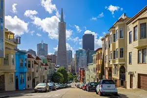 San Francisco, California, USA downtown cityscape and streets