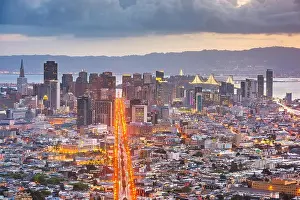 San Francisco, California, USA downtown skyline at dawn