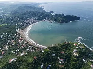San juan Del Sur town aerial coastline in Nicaragua mountain landscape