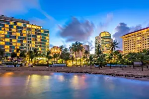 San Juan, Puerto Rico resort skyline on Condado Beach