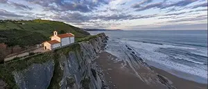 San Telmo hermitage in Zumaia, Basque Country - drone aerial view