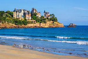 Sea Water Prints: Sand beach and historical villas in Dinard