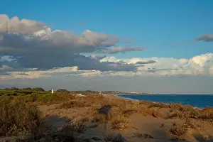Huelva Prints: sand dunes at the beach near Isla Cristina at the Costa de la Luz in Andalusia