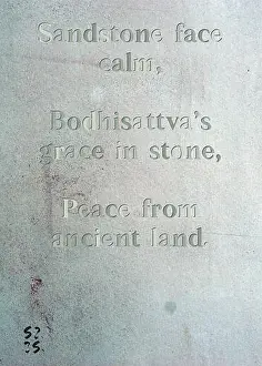 Soul Prints: Sandstone face calm, Bodhisattva's grace in stone