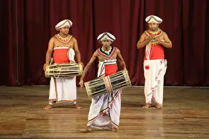 Drums Prints: Sangaraja Mawatha Kandy Central Province Sri Lanka Kandyan Cultural Centre Kandyan Musicians Playing the Yak Beraya