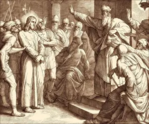 Judicial Prints: Sanhedrin trial of Jesus, New Testament, by Julius Schnorr von Carolsfeld, 1860