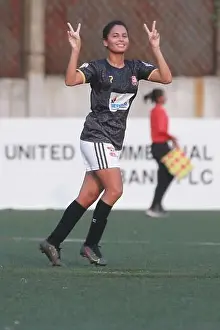 Girlish Prints: Sanjida Akhter during the UCB Women's Football League 2023-24 match between Jamalpur Kacharipara Akadas (Whit)