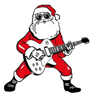 Reindeer Prints: Santa Claus with electric guitar