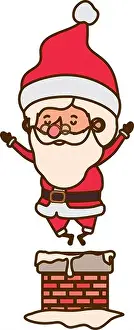 Fireplace Prints: santa claus in fireplace avatar character