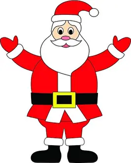 Jolly Prints: Santa Claus is Stand. Cute Cartoon Character for Christmas Holiday