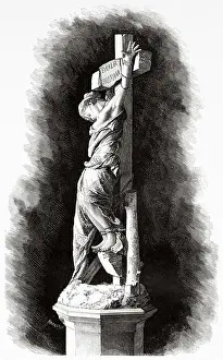 Martyr Prints: Santa Eulalia de Merida, statue by Emilio Franceschi (1839-1890) was an Italian sculptor