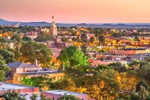 Images Dated 23rd June 2019: Santa Fe, New Mexico, USA downtown skyline at dusk