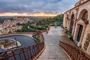 Santa Maria delle Scale in Ragusa, Sicily, Italy at dusk