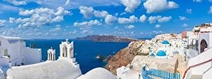 Images Dated 25th July 2021: Santorini island, Greece. Incredibly panoramic romantic summer landscape on Santorini