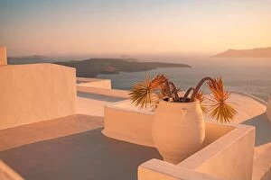 Images Dated 23rd July 2021: Santorini island sunset view. Architectural details, famous travel destination