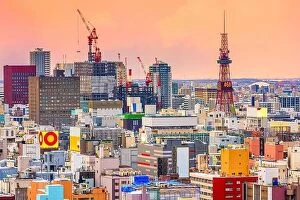 Images Dated 18th February 2017: Sapporo, Hokkaido, Japan downtown city skyline with the tower at dusk