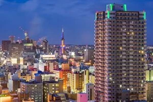 Images Dated 18th February 2017: Sapporo, Hokkaido, Japan downtown city skyline with the tower at dusk
