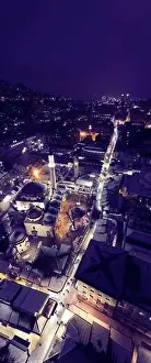 Vijecnica Prints: Sarajevo city hall or national library in town center aerialhyper lapse or time lapse