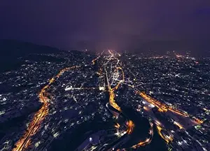 Sarajevo city hall or national library in town center aerialhyper lapse or time lapse