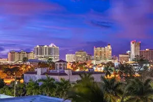 Sarasota Prints: Sarasota, Florida, USA downtown city skyline at twilight