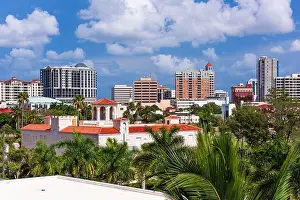 Condominiums Prints: Sarasota, Florida, USA downtown skyline amongst the palm trees
