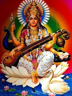 Saraswati Prints: Saraswati Hindu Goddess of Learning Wisdom Music and the Arts