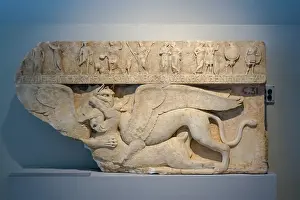 Wing Prints: Sarcophagus adorned with a winged lion at the Archaeological Museum of Thasos is a museum located in Limenas