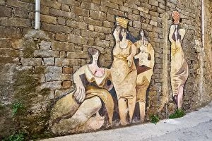 Images Dated 16th September 2015: Sardinia, Italy, murales in Orgosolo Village, wall art painting