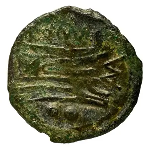 Ancient Italy Prints: A Sardinian sextans coin, emitted by the Sardinian mint