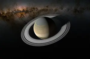 Milky Way Prints: Saturn planet in the solar system - 3d illustration, closeup view