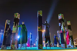Saudi Arabia Prints: Saudi Arabian ancient traditional culture show on National Day celebration