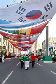 Saudi Falcon club Jersey installed in Lusail boulevard. Lusail Plaza 4 Tower