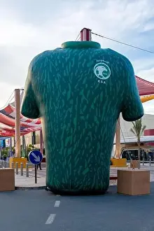 Saudi Falcon club Jersey installed in Lusail boulevard. Lusail Plaza 4 Tower