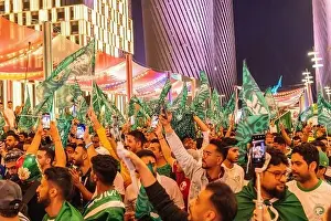 Boulevard Prints: Saudi Falcon club Jersey installed in Lusail boulevard. Lusail Plaza 4 Tower